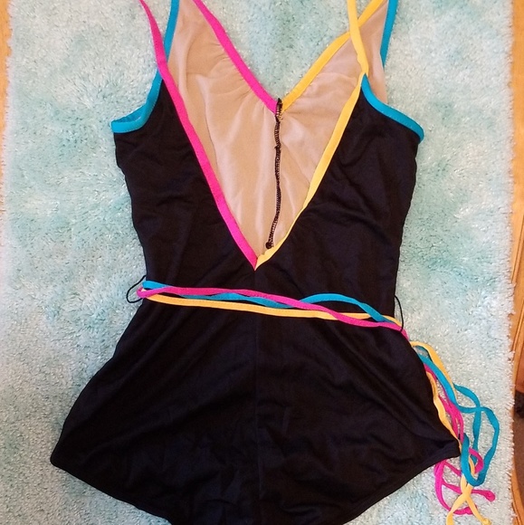 One Piece Swimsuit - Black w/ 3 Waist Ties - Picture 2 of 7